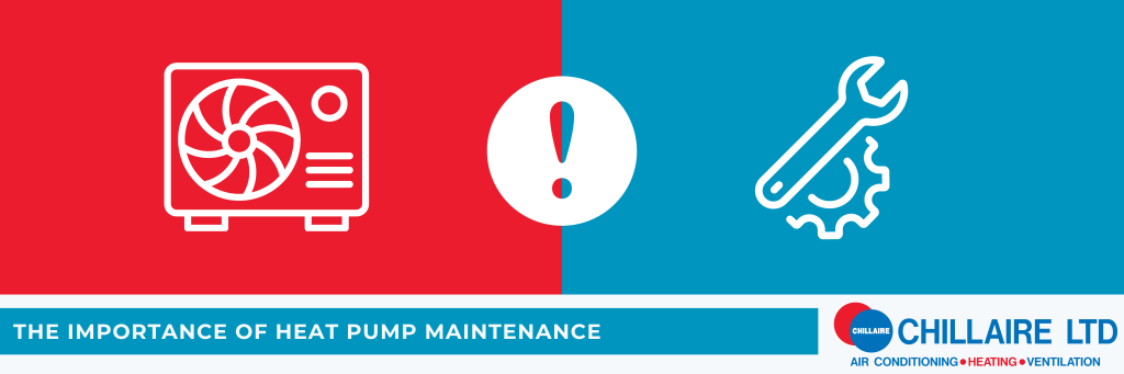 Red and Blue infographic with heat pump on it