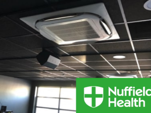 Air conditioning unit built into ceiling for Nuffield Health
