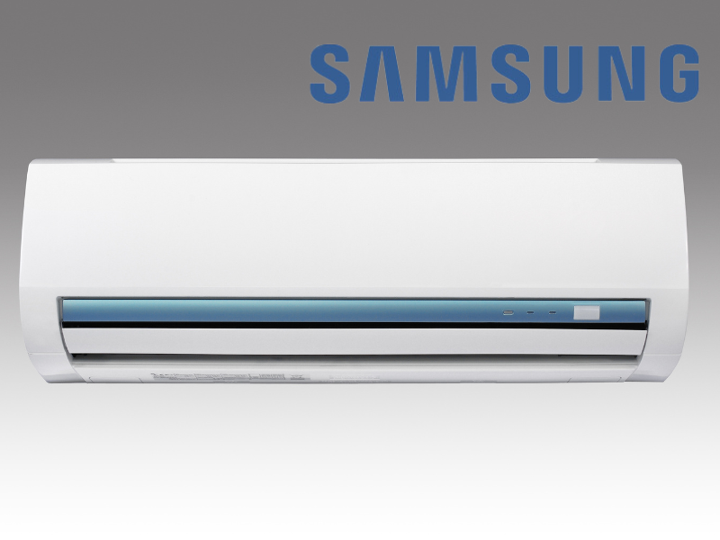 Sleek air con with samsung logo in background